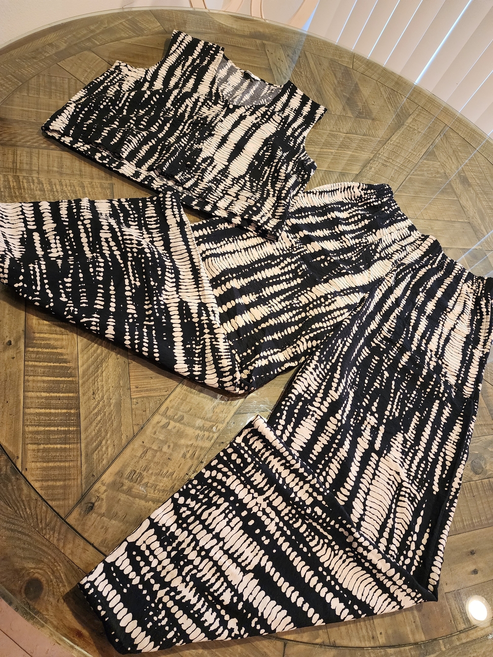Reitmans Black and White Wide Leg Jumpsuit Set